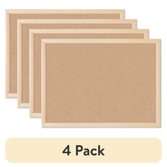 U Brands 17 x 23 in. Cork Bulletin Board, Natural Maple Wood-Style Frame