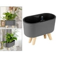 thumbnail image 4 of de riego ático pequeña con 2 agujeros dobles, de interior con sustrato de s para Aloe, hierba, Negro con Pierna Macarena Jardinera de riego automático, 4 of 5