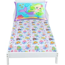 Todays Kids Mermaids 2-Piece Toddler Bedding Set - Breathable 100% Soft Brushed Microfiber Polyester, Standard Size Mermaid Bedding, Gentle on Delicate Skin, Fitted Toddler Bed Sheet Set & Pillowcase