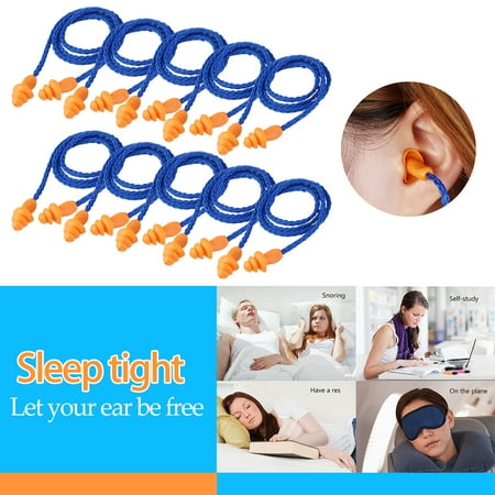 Ao Safety Corded Ear Plugs - Pixnor 10 Pairs of Soft Silicone Corded Ear Plugs Reusable Hearing Protection Earplugs (Blue)