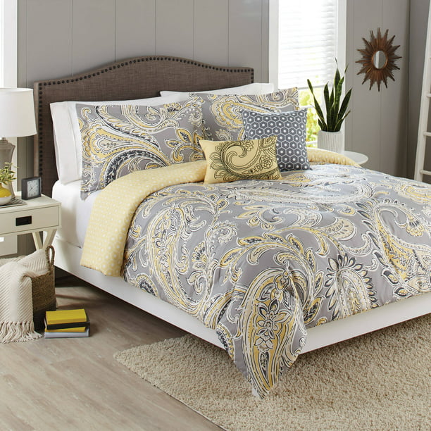 Full Paisley Yellow Comforter Set, Sears Flannel Duvet Cover Sets