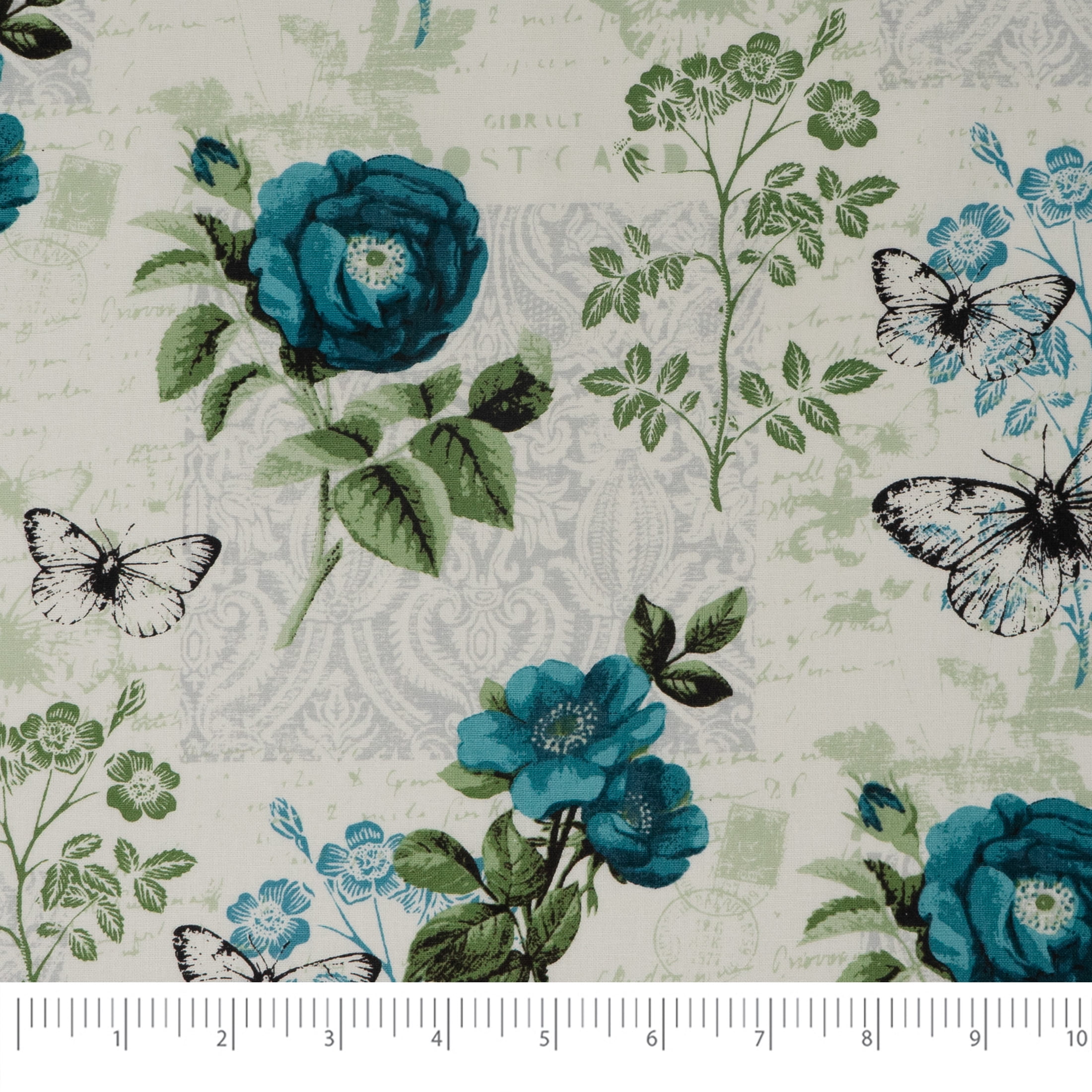 Waverly Inspirations, 100% Cotton, Sewing & Crafting, Rose Teal, Fat Quarter, Prints, 21 x 18