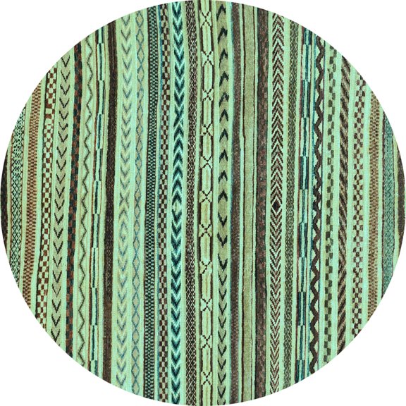 Ahgly Company Indoor Round Abstract Light Blue Modern Area Rugs, 6' Round