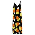thumbnail image 6 of Candy Corn Pattern Halloween Sleeveless Suspender Dress Summer Fashion Casual Long Dress, 6 of 9