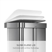 simplehuman Kitchen Recycling Trash Can, 58 Liter / 15.3 Gallon, Stainless Steel, Soft Close Lid Liner Rim Step Garbage Bin, Brushed Stainless Steel With Plastic Lid