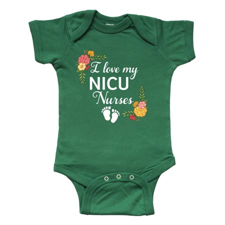 

Inktastic I Love My NICU Nurses with Baby Footprints and Flowers Gift Baby Boy or Baby Girl Bodysuit
