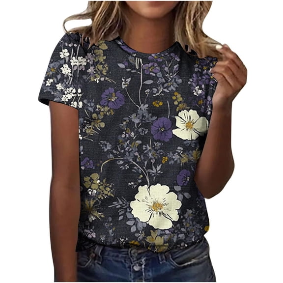 Womens Puff Short Sleeve Tops Dressy Casual Crew Neck Pleated T Shirts Cute Blouse Tunic Top Fashion Clothes 2026