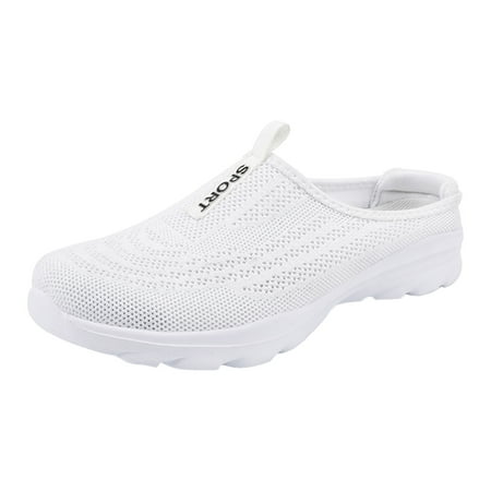 

QYZEU Womens Workout Shoes Casual Shoes for Women 8 Wide Ladies Casual Solid Colour Wrapped Toe Mesh Breathable Half Flip Flops Large Size Casual Shoes White 41