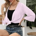 thumbnail image 4 of Bmawag Cropped Cardigan for Women Lightweight Solid Color Casual Loose Chiffon Elegant 3/4 Sleeve Breathable Cardigan for Women Pink M, 4 of 10
