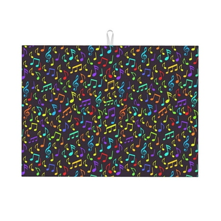 

Tebeau Musical Notes Print Dish Drying Mat for Kitchen Counter Dish Drying Pad with Non-slip Rubber Backed Hide Stain Anti Absorbent for Kitchen Counter Drying Mat