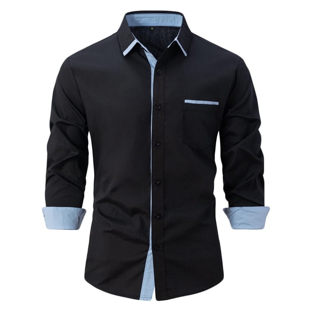 Blusa y camisa de manga larga con cuello vuelto para hombre, blusa informal de moda con cuello vuelto, camisa transpirable de manga larga, blusa para hombre