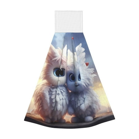 

Gaeub Cute Animal Couple Print Hand Towels with Hook Hanging Tie Towels Coral Velvet Dishtowels for Bathroom Restroom Home Decor