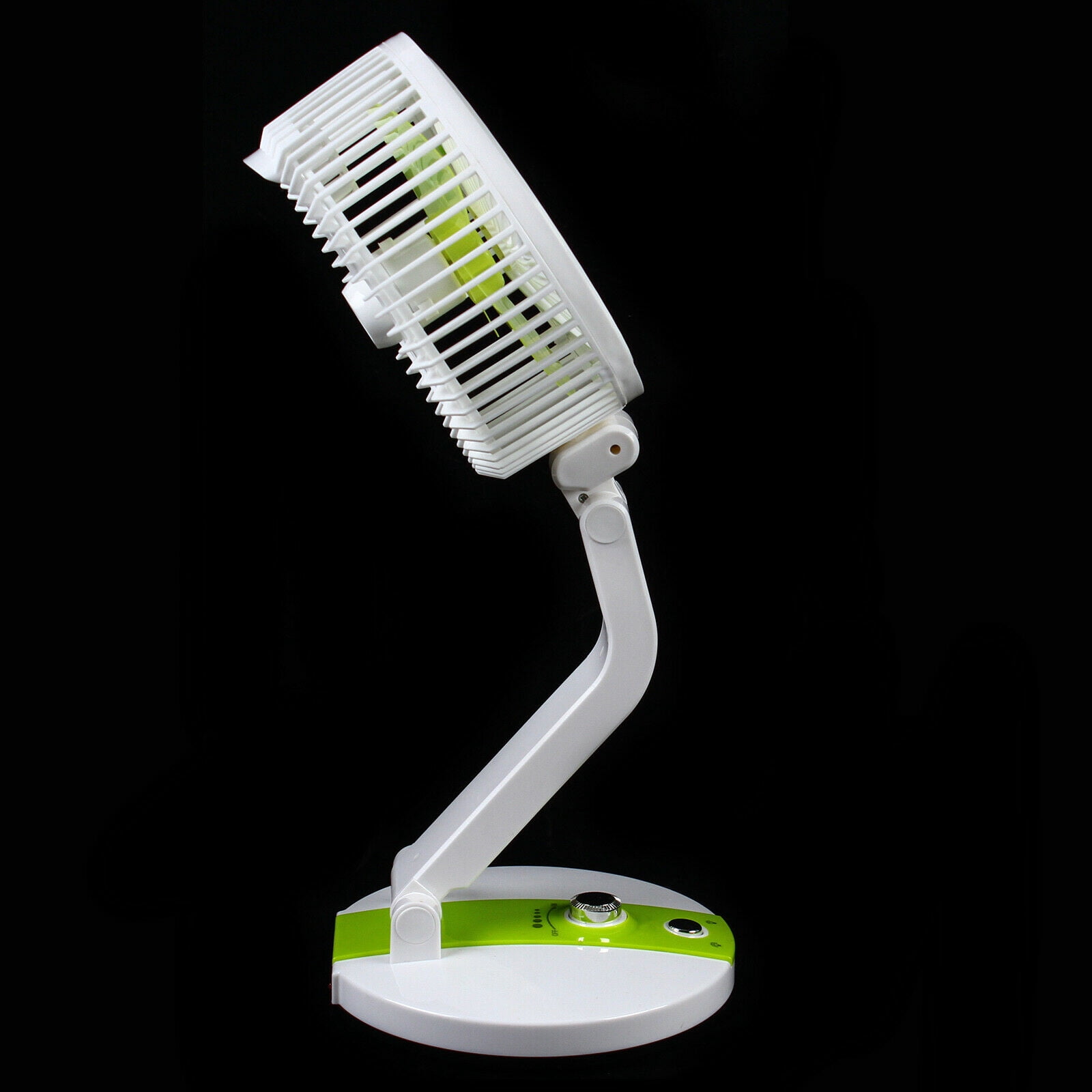 Miumaeov Solar Power Fan Tabletop with LED Light Portable Desk Rechargeable Fan w/ Cable