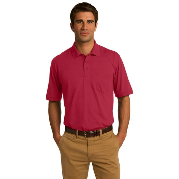 Port & Company 55 Ounce Jersey Knit Pocket Polo (KP55P) Red, XL