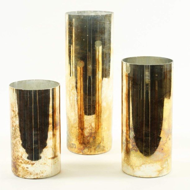 Koyal Wholesale Burnt Gold Glass Cylinder Vases, 3ct