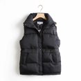 thumbnail image 3 of Chaleco holgado de algodón para mujer, Chaqueta larga con cuello levantado y cordón ajustable, acolchada, cálida, a prueba de viento, otoño e invierno, 2024, 3 of 5