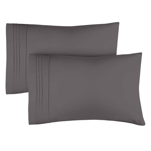 Juego de fundas de almohada CGK Unlimited tamaño queen, gris oscuro, x2