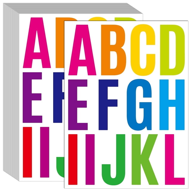 24 hojas de letras autoadhesivas de 2 pulgadas, pegatinas con letras mayúsculas, pegatinas del alfabeto, letras y números 318, pegatinas de vinilo autoadhesivas, pegatinas ABC