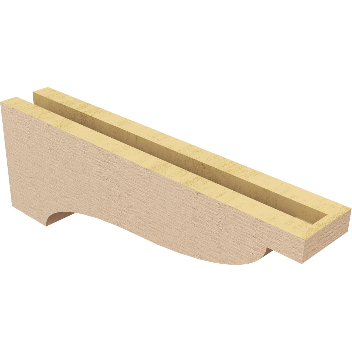 3"W x 18"D x 6"H Thin Garner Rough Cedar Woodgrain TimberThane Corbel, Primed Tan