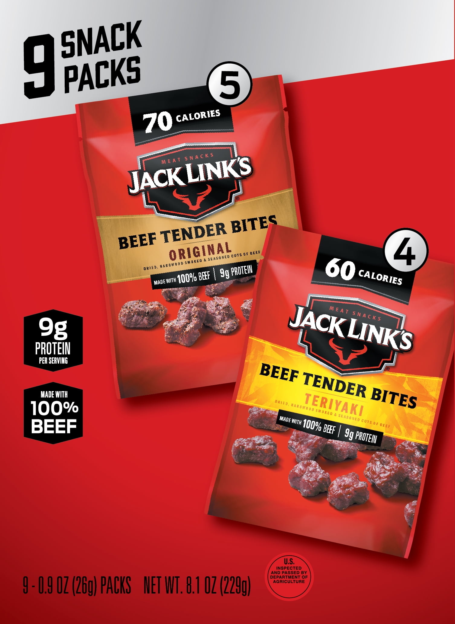 Jack Link's Beef Jerky Tender Bites, Original and Teriyaki, 9 ct. .9 oz
