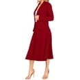 thumbnail image 4 of Women's Two Piece Set Solid Long Sleeve Casual Blazer Relaxed A-Line Midi Skirt, 4 of 7
