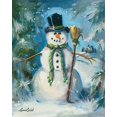 thumbnail image 2 of Comish, Susan 26x32 Gold Ornate Wood Framed with Double Matting Museum Art Print Titled - Sweeping Snowman, 2 of 4