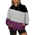thumbnail image 3 of Oversize Hoodies for Women Pullover Fashion Loose Fitting Solid Color Long Sleeved Hoodie Sports Top, 3 of 7