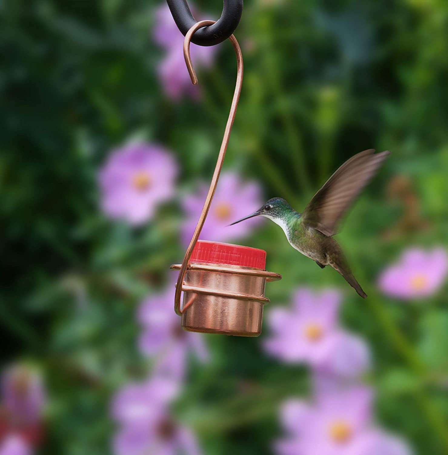 2 of my dads HAND CRAFTED SOLID COPPER HUMMINGBIRD FEEDER ANT GUARD MOATS ! 
