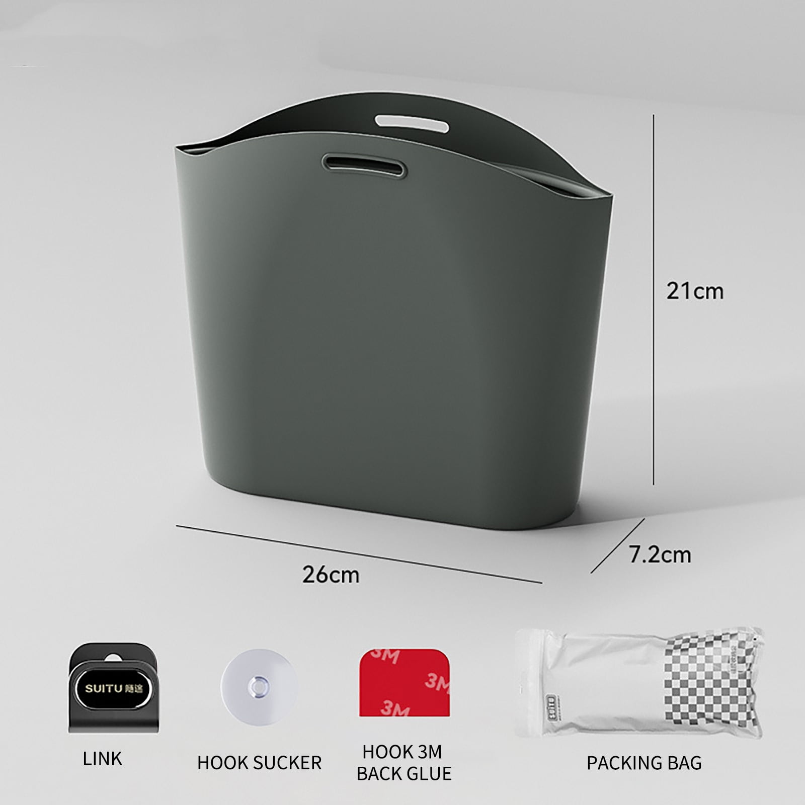 Needhep Wall-mounted Punch- Trash Can, Small Touchless Trash Bin, Mini Trash Can With Lid Bathroom Household Garbage Can With Lid Slimline for Bathroom (Gray)
