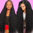 thumbnail image 2 of 32 Inch Lace Front Wig Human Hair Deep Wave Lace Front Wigs 210 Density HD Lace Frontal Wigs Human Hair 13x6 Lace Front Wigs Human Hair Pre Plucked Deep Curly Human Hair, 2 of 7