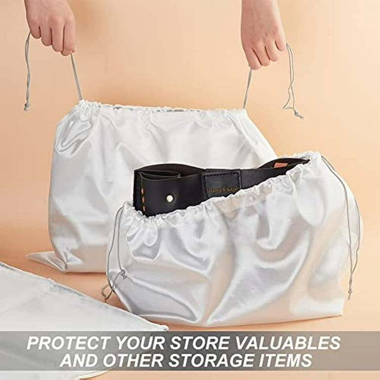 12 Pcs Silk Dustproof Drawstring Bags 15.7x20 White Large Size Drawstring Storage Bags Big Silk Gift Jewelry Bags Travel Storage Pouches for Clothes Handbag Purse Shoes Walmart