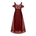 thumbnail image 6 of DondPO Plus Size Dresses for Curvy Women Maxi Dress Women Plus Size Cold Shoulder Floral Lace Maxi Party Evening Camis Long Dress Sundresses for Women Summer Dresses Wine Dress 6XL, 6 of 7