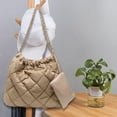 thumbnail image 5 of Women Shoulder Bag Tote Bag Comfortable Stylish Lightweight Portable Handbag Purse with Small Bag for Street Commuting Gift Khaki, 5 of 8