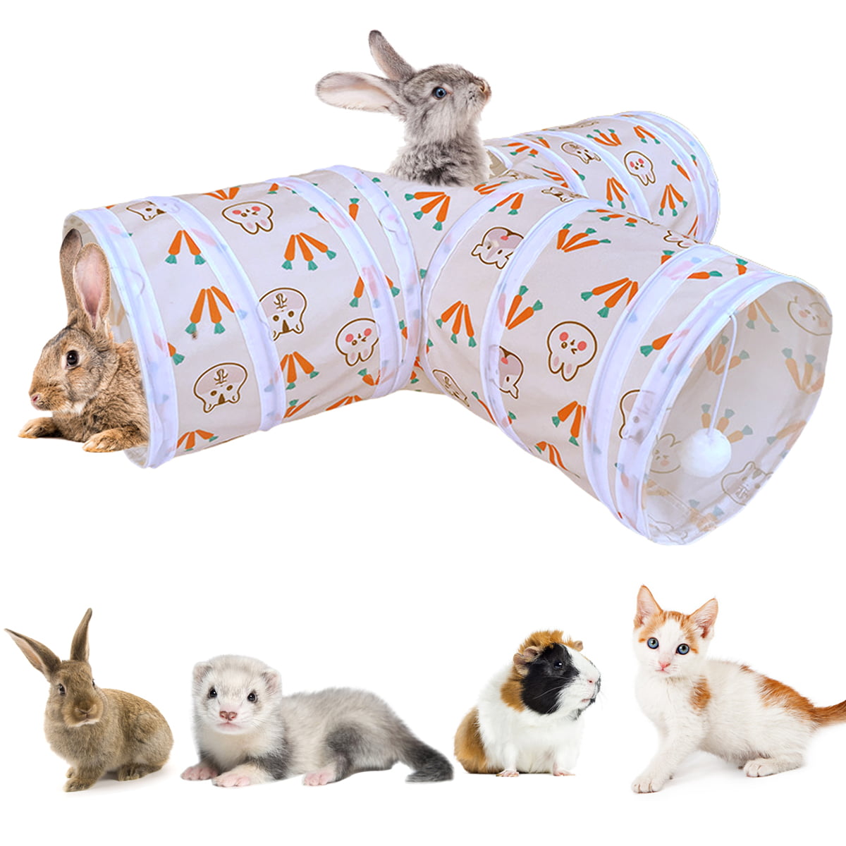 Collapsible Bunny Hideout Tunnels & Tubes Guinea Pig Tunnel GNB PET Bunny Tunnel Rabbit Tunnel Small Animal Activity Tunnel Hideaway Toys for Dwarf Rabbits Bunny Guinea Pig Ferret Kitty Puppy 