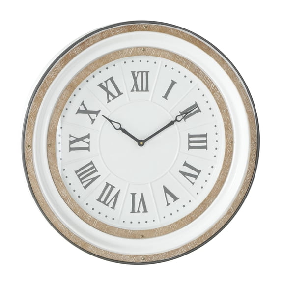 DecMode 24" White Metal Wall Clock