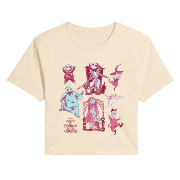 The Nightmare Before Christmas - Character Grid - Juniors Cropped Graphic T-Shirt