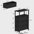 thumbnail image 3 of PrimeCook Shop Narrow LED Night Stand with Charging Station, Slim End Table with Plugins, Tall Side Table with 3 Fabric Drawer, Small Bedside Table with Storage, Set of 2, for Living Room, Black, 3 of 16