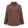 thumbnail image 6 of XFLWAM Long Sleeve Button Down Shirts for Women Collared Lightweight Textured Casual Shacket Tops Brown M, 6 of 7