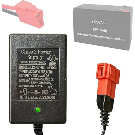 12 Volt Battery Charger for Ride On Toys UL Listed Manufacturer Original Charger 12V Electric Car Riding Toy Battery Power Adapter Square Plug-SL12V 0.9A