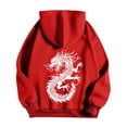 thumbnail image 4 of RUTAYY Men's Hoodie Long Sleeve Drawstring Front Pocket Dragon Graphic Back Print Pullover Sweatshirt Red, 4 of 4