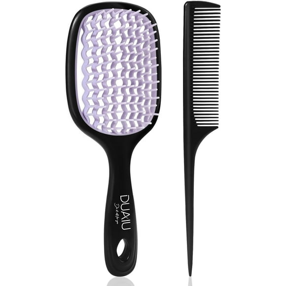 DUAIU Detangler Brush, Paddle Vented Hair Brush Anti-Static No Tangle Knot for Wet Dry Hair, Faster Drying Detangling Hairbrush and Parting Teasing Comb for Women Men