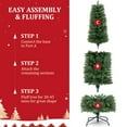 thumbnail image 5 of Funcid 6ft Pre-Lit Artificial Hinged Slim Pencil Christmas Tree with 250 Multi-Color Lights, 972 Branch Tips, Metal Hinges & Foldable Base, Green, 5 of 12