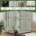 thumbnail image 5 of Uforic 2-Tier Cat Cage with Door Locks and Bottom,3-Door Design Plastic Cat Cage with Wheels and Ladder, 5 of 9