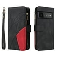 thumbnail image 7 of Zipper Wallet Case for Google Pixel 6 Pro Large Capacity Card Slots Holder Magnetic Clasp Cover, Luxury PU Leather Anti-Shock Flip Folio Case with Kickstand Wrist Strap Handbag Protective Case,Black, 7 of 7