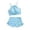 X2 Light Blue, variant on Ticikt Girls 2 Piece Swimsuit, Halter Cutout Top & High Waist Swim Shorts, Kids Solid Ribbed Bathing Suit,Blue