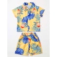 thumbnail image 4 of Haitryli Toddler Baby Boys Hawaiian Outfits Printed Short Sleeve Shirts with Shorts Set Yellow 100/L, 4 of 7