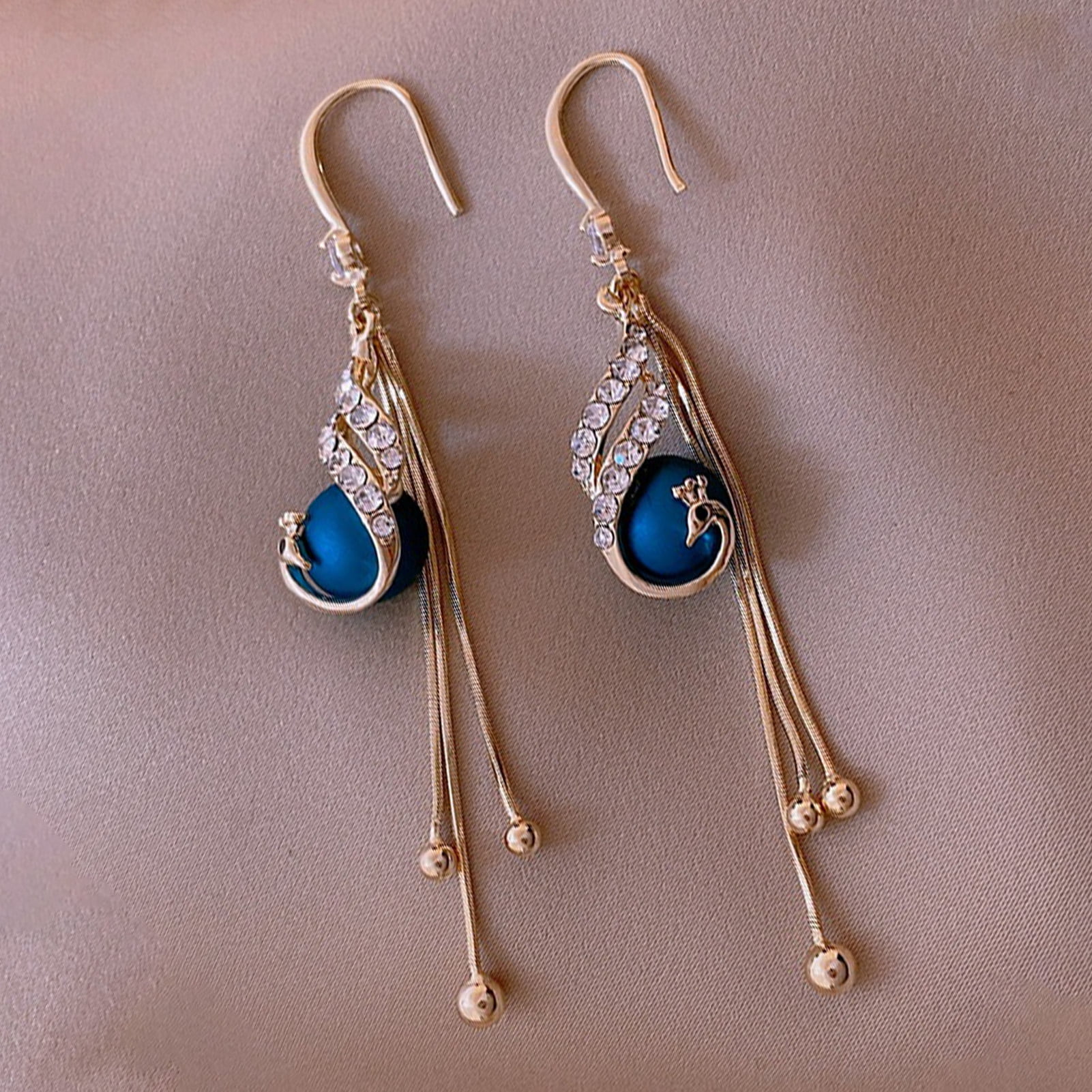 Details about   Gold Plated 925 Silver Textured Blue Chalcedony Gemstone Dangle Earrings 