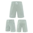 thumbnail image 2 of JUUYY Men's Casual Solid Color Short Summer Drawstring Elastic Waist Shorts Leisure Athletic Breathable Short Pants Green XXXL, 2 of 9