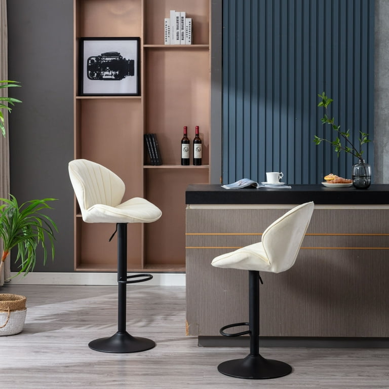 Bar Stools Set of 2, Mid Century Vintage Swivel Adjustable Bar