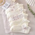 thumbnail image 4 of Byfri 5 Pairs Cartoon Floral Short Socks Polyester Breathable Casual Socks for Women Spring Autumn Style2, 4 of 7